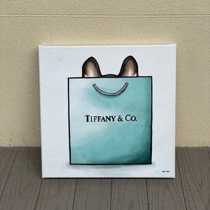Oliver Gal Wall Art - Tiffany & Co. Bag with French Bulldog Ears Poking Out